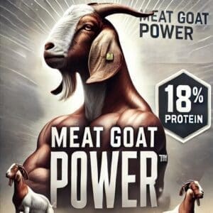 A-premium-depiction-of-high-performance-goat-nutrition-featuring-Meat-Goat-Power™-18-RU-in-bold-professional-lettering