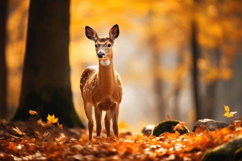 Fallow deer in autumn forest