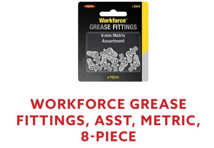 Workforce Grease Fittings, Assortment, Metric, 8-Piece..