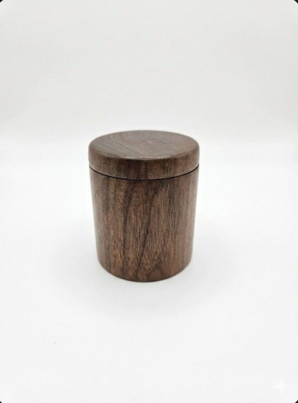 Solid Walnut Cylindrical Lidded Container