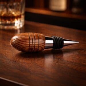 Artisanal Wood & Steel Bottle Stopper