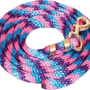 Mustang Colorful Poly Lead Rope with Bolt Snap Color: Turq/Pink/Purple
