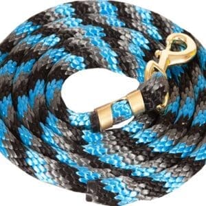 Mustang Colorful Poly Lead Rope with Bolt Snap Black/Turq/Silver